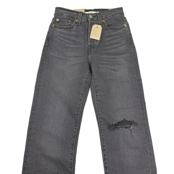 Levi's Women's Wedgie High Rise Straight Leg Jeans with Destruction Size 24 x 28 - Picture 4 of 10